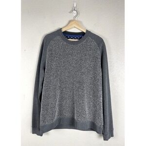 Ted Baker Sweater Mens Large Gray Herringbone Raglan Crewneck Knit Pullover